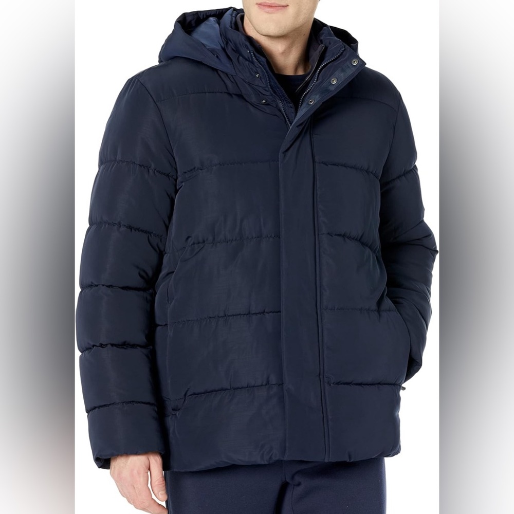 Amazon Aware Men's Recycled Polyester Hooded Puffer Jacket NAVY BLUE